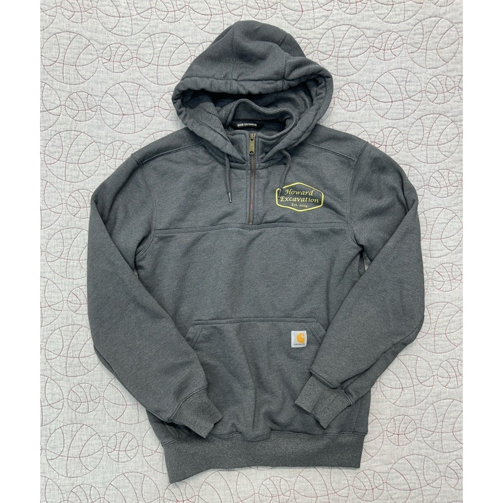 Carhartt Rain Defender Gray 1/4 Zip Hoodie Loose Fit 100617 026 / Men’s Small